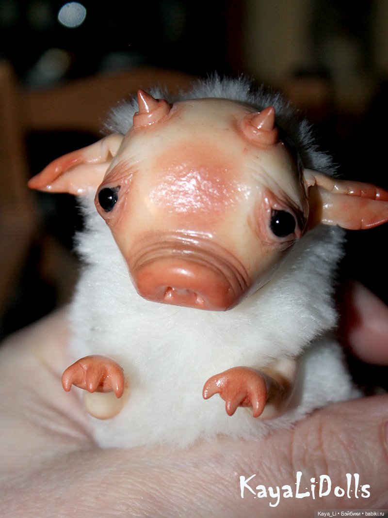 Бесёнок белый второй — Игрушки в смешанной технике (мех и глина): Арт (фото 5)