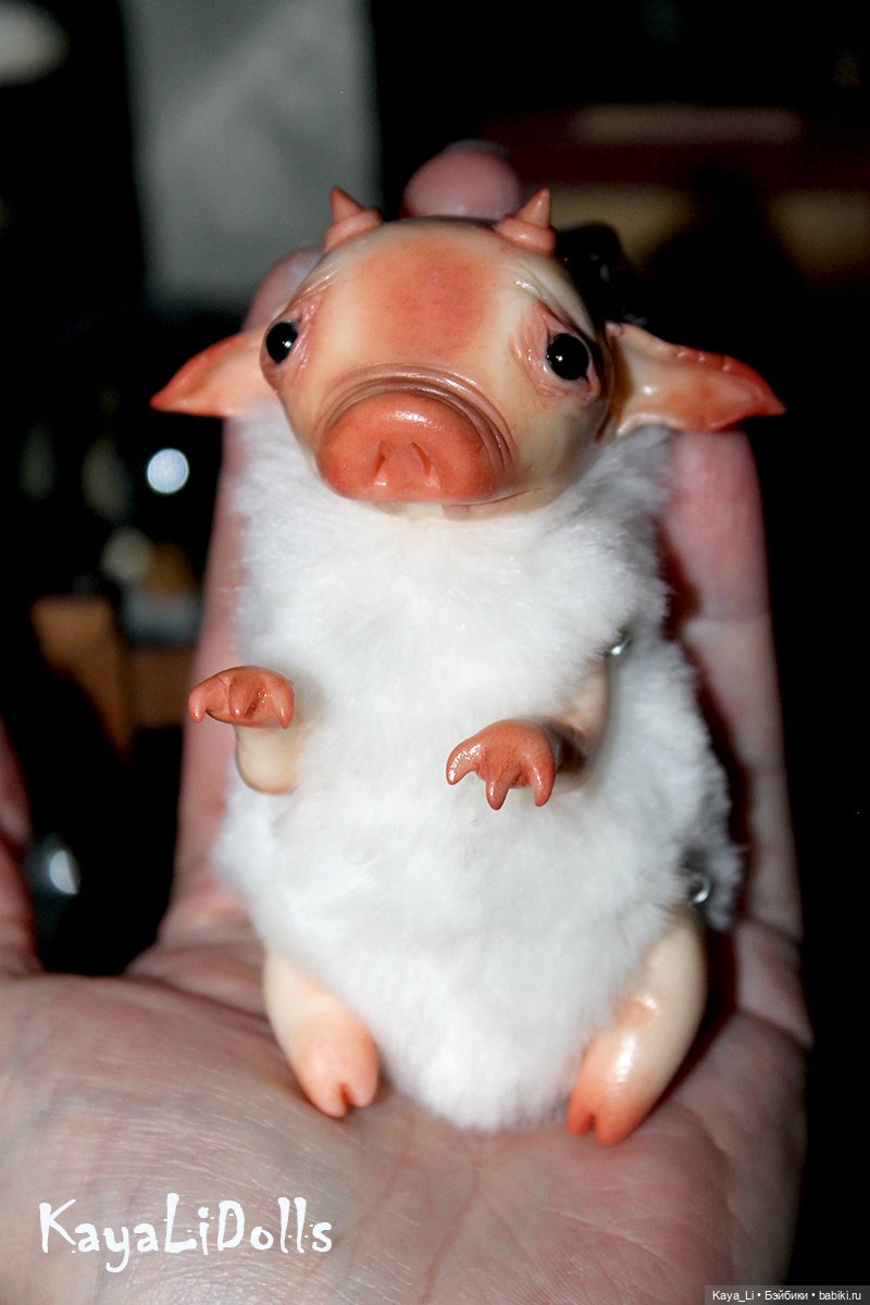 Бесёнок белый второй — Игрушки в смешанной технике (мех и глина): Арт (фото 10)