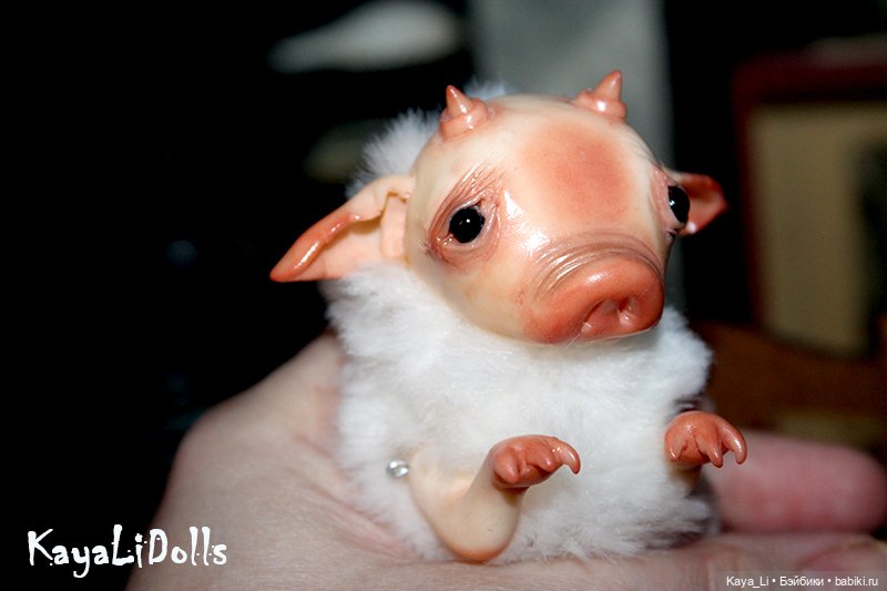 Бесёнок белый второй — Игрушки в смешанной технике (мех и глина): Арт (фото 7)