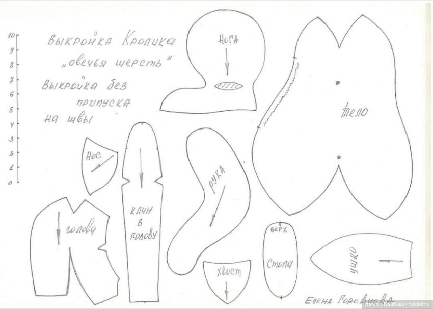 Выкройка кролика от Елены Горовневой
