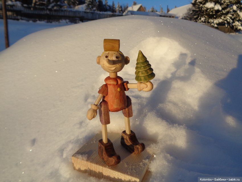 Буратино на ходулях — Авторские куклы из дерева