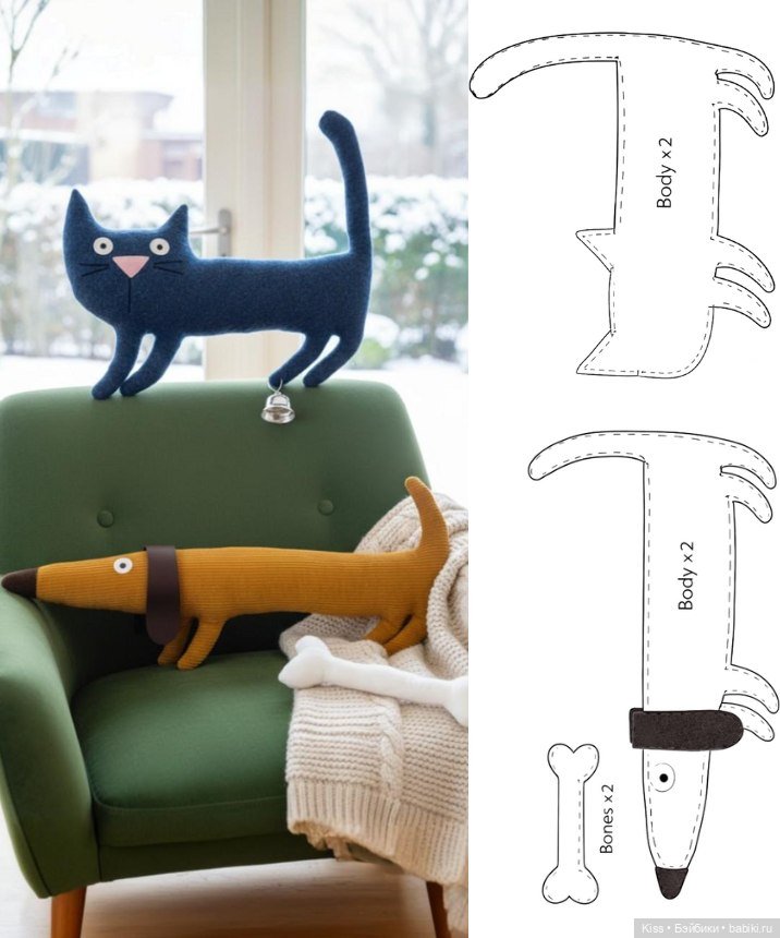 Кошка и собака - примитивы с выкройкой