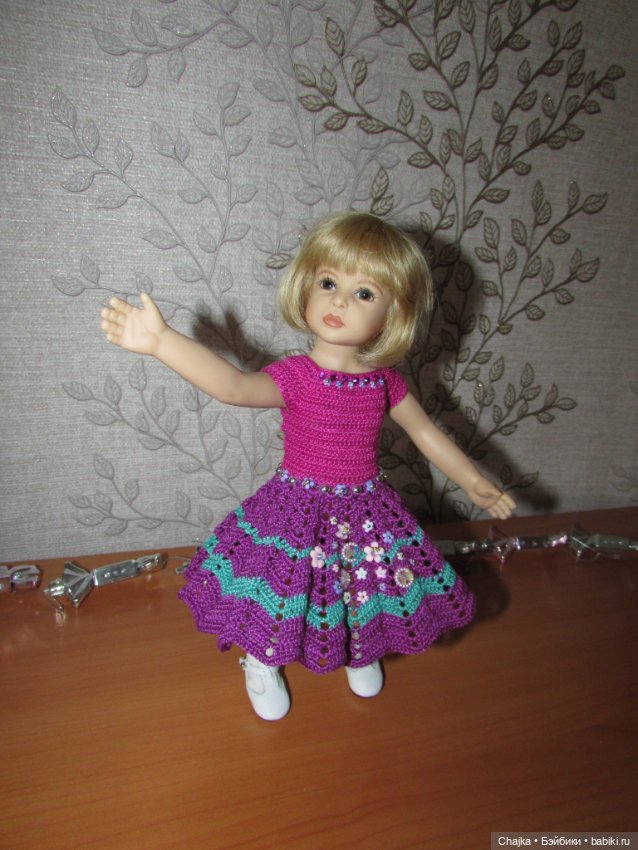 Авторское вязаное платье на кукол Хейди Плюсчок 26 см - Heidi Plusczok 26 см