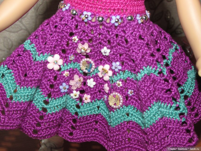 Авторское вязаное платье на кукол Хейди Плюсчок 26 см - Heidi Plusczok 26 см