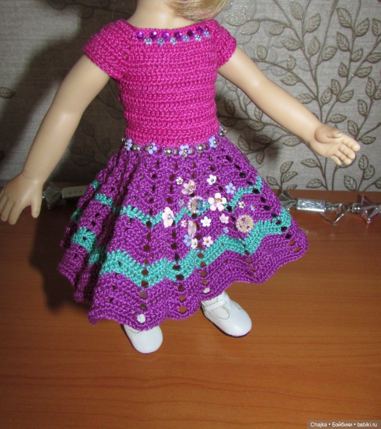 Авторское вязаное платье на кукол Хейди Плюсчок 26 см - Heidi Plusczok 26 см