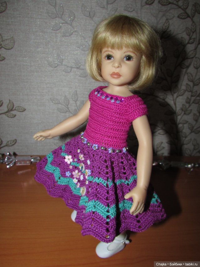 Авторское вязаное платье на кукол Хейди Плюсчок 26 см - Heidi Plusczok 26 см