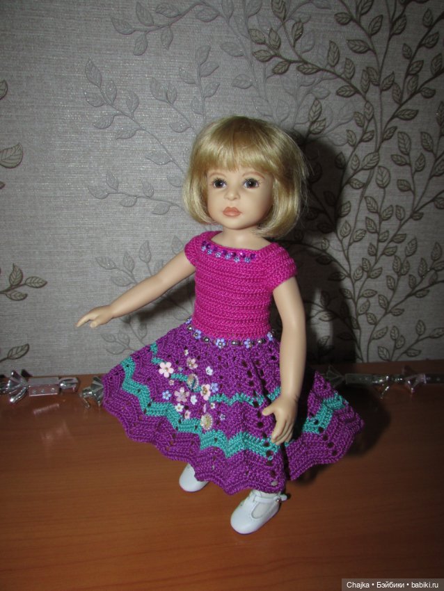 Авторское вязаное платье на кукол Хейди Плюсчок 26 см - Heidi Plusczok 26 см
