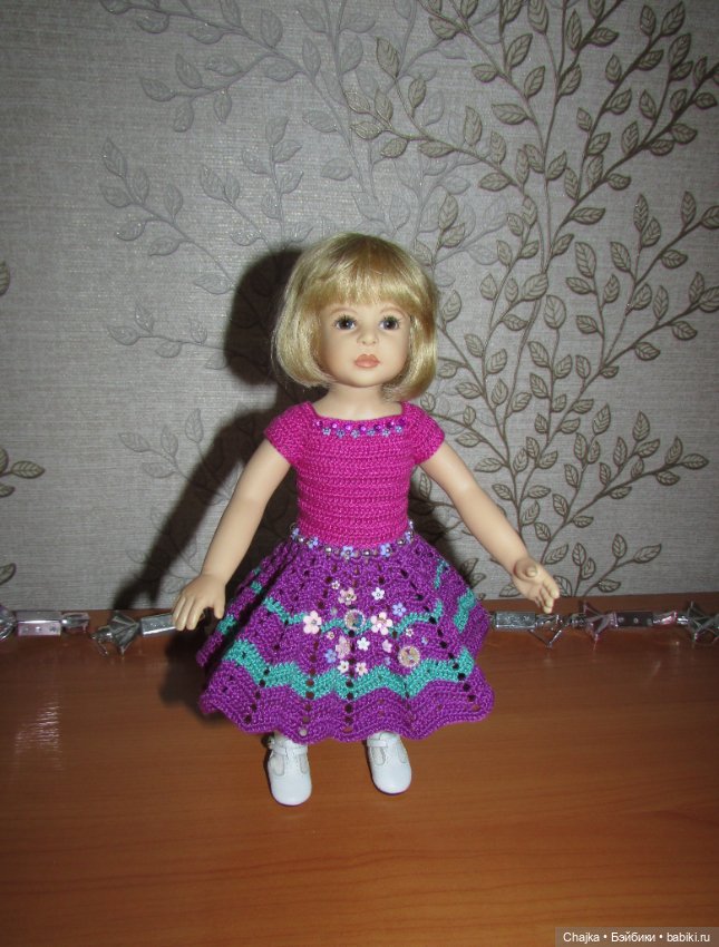 Авторское вязаное платье на кукол Хейди Плюсчок 26 см - Heidi Plusczok 26 см