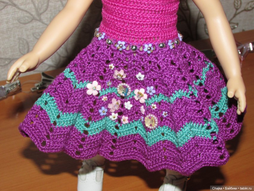 Авторское вязаное платье на кукол Хейди Плюсчок 26 см - Heidi Plusczok 26 см