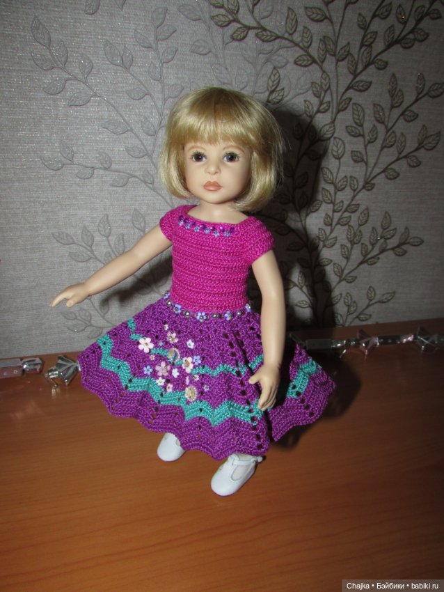 Авторское вязаное платье на кукол Хейди Плюсчок 26 см - Heidi Plusczok 26 см