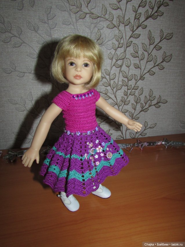 Авторское вязаное платье на кукол Хейди Плюсчок 26 см - Heidi Plusczok 26 см