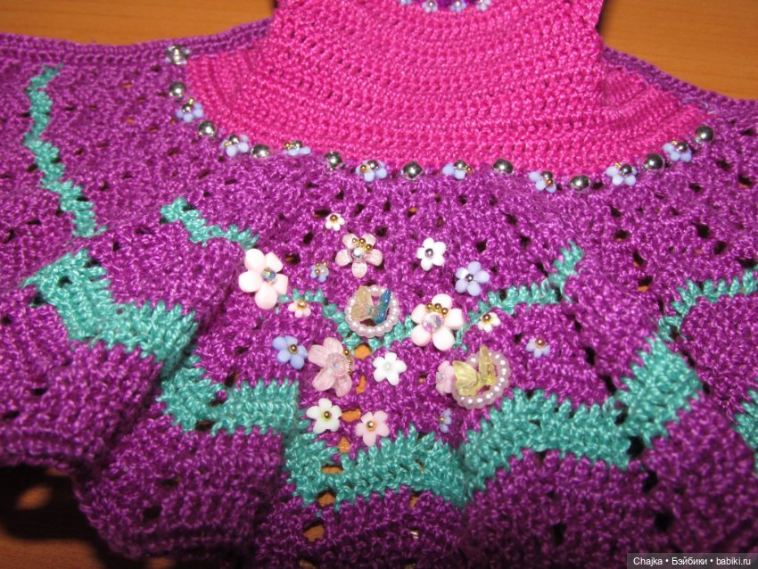 Авторское вязаное платье на кукол Хейди Плюсчок 26 см - Heidi Plusczok 26 см