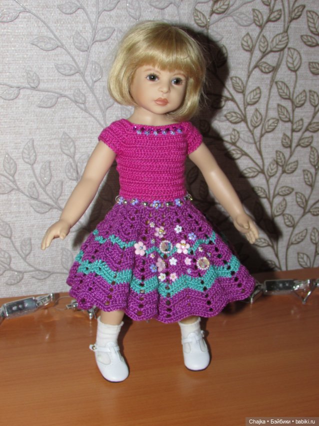 Авторское вязаное платье на кукол Хейди Плюсчок 26 см - Heidi Plusczok 26 см