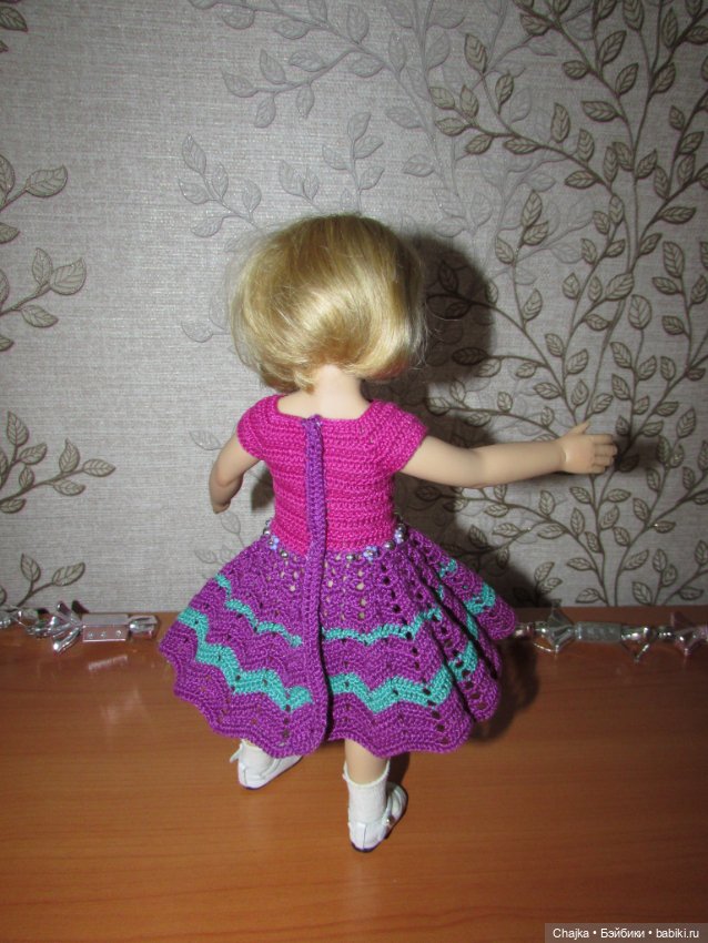 Авторское вязаное платье на кукол Хейди Плюсчок 26 см - Heidi Plusczok 26 см