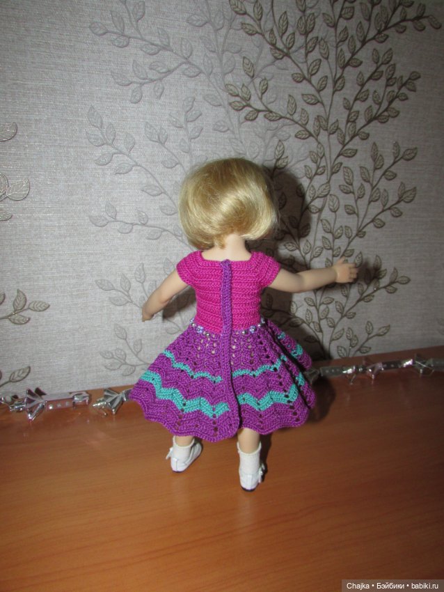 Авторское вязаное платье на кукол Хейди Плюсчок 26 см - Heidi Plusczok 26 см