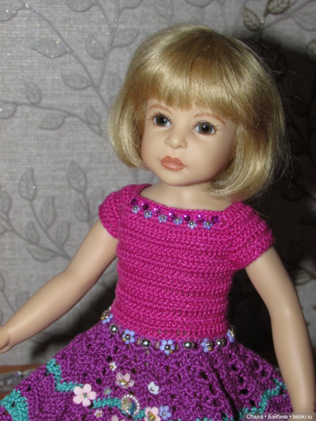 Авторское вязаное платье на кукол Хейди Плюсчок 26 см - Heidi Plusczok 26 см