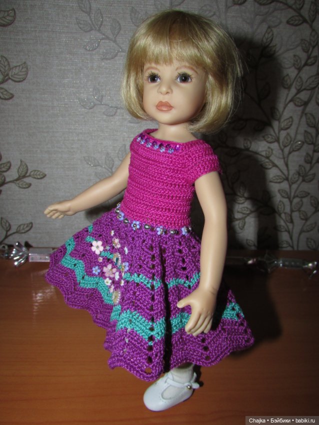 Авторское вязаное платье на кукол Хейди Плюсчок 26 см - Heidi Plusczok 26 см