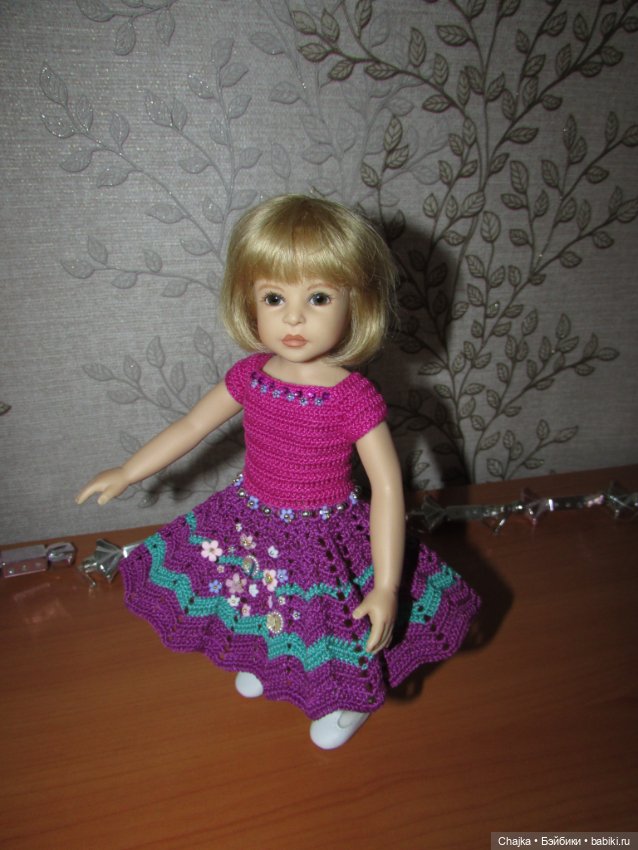Авторское вязаное платье на кукол Хейди Плюсчок 26 см - Heidi Plusczok 26 см (фото 2)