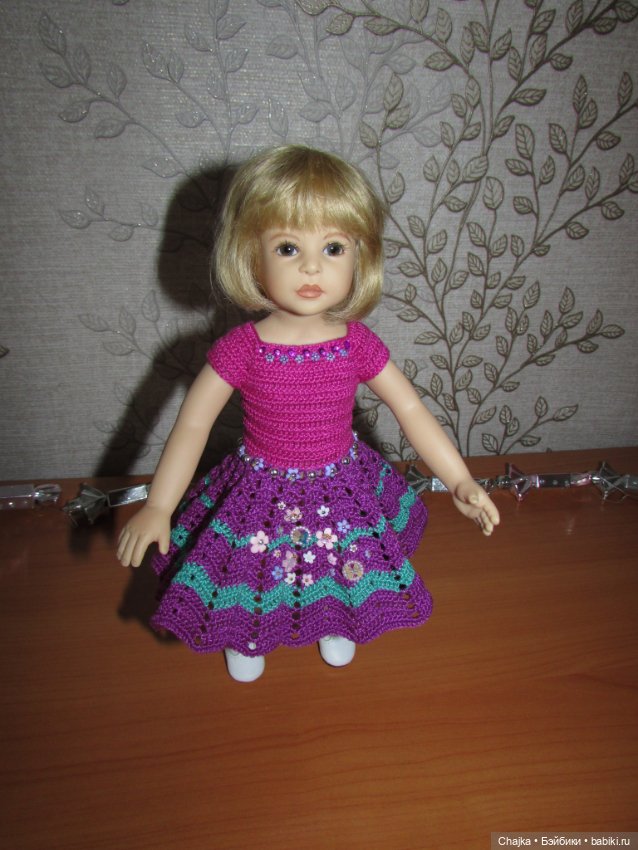 Авторское вязаное платье на кукол Хейди Плюсчок 26 см - Heidi Plusczok 26 см (фото 10)