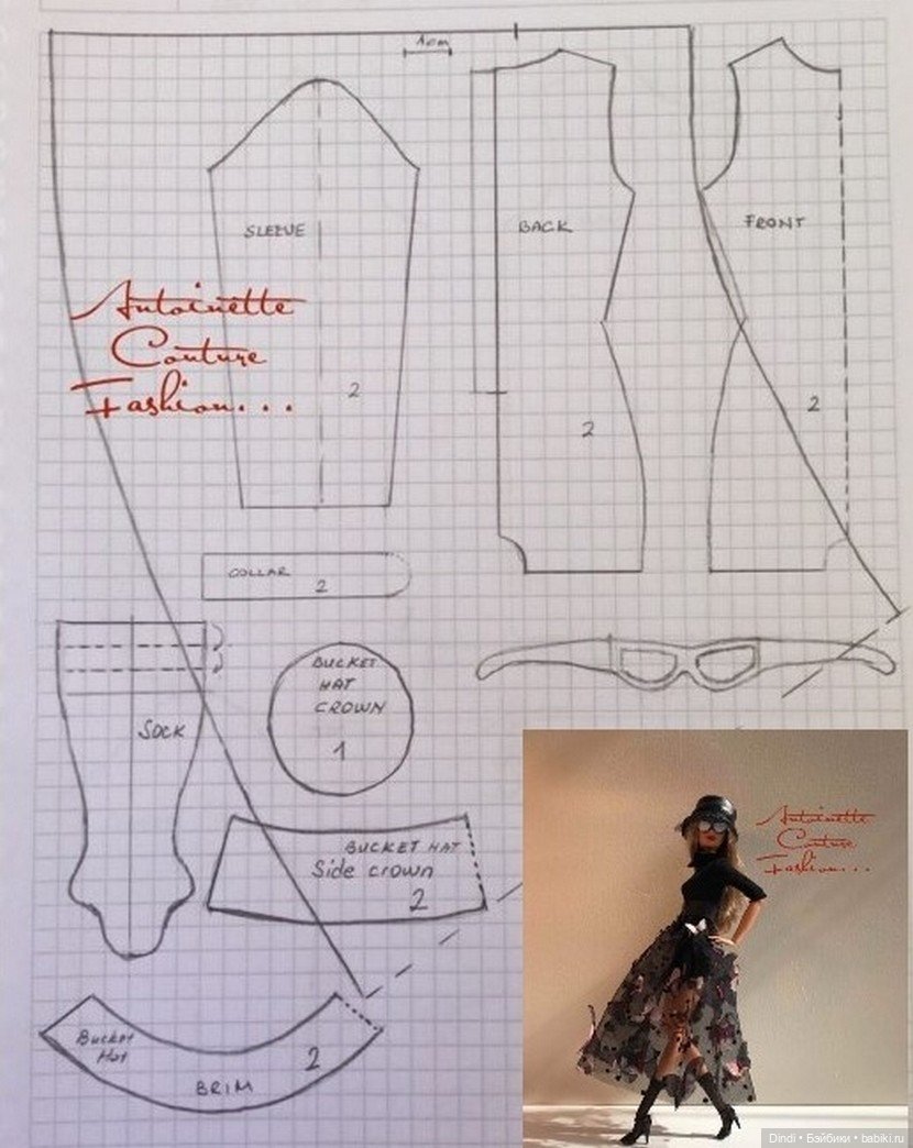 Шляпка, джемпер и юбка — Выкройки для Барби и фэшн (фото 4)