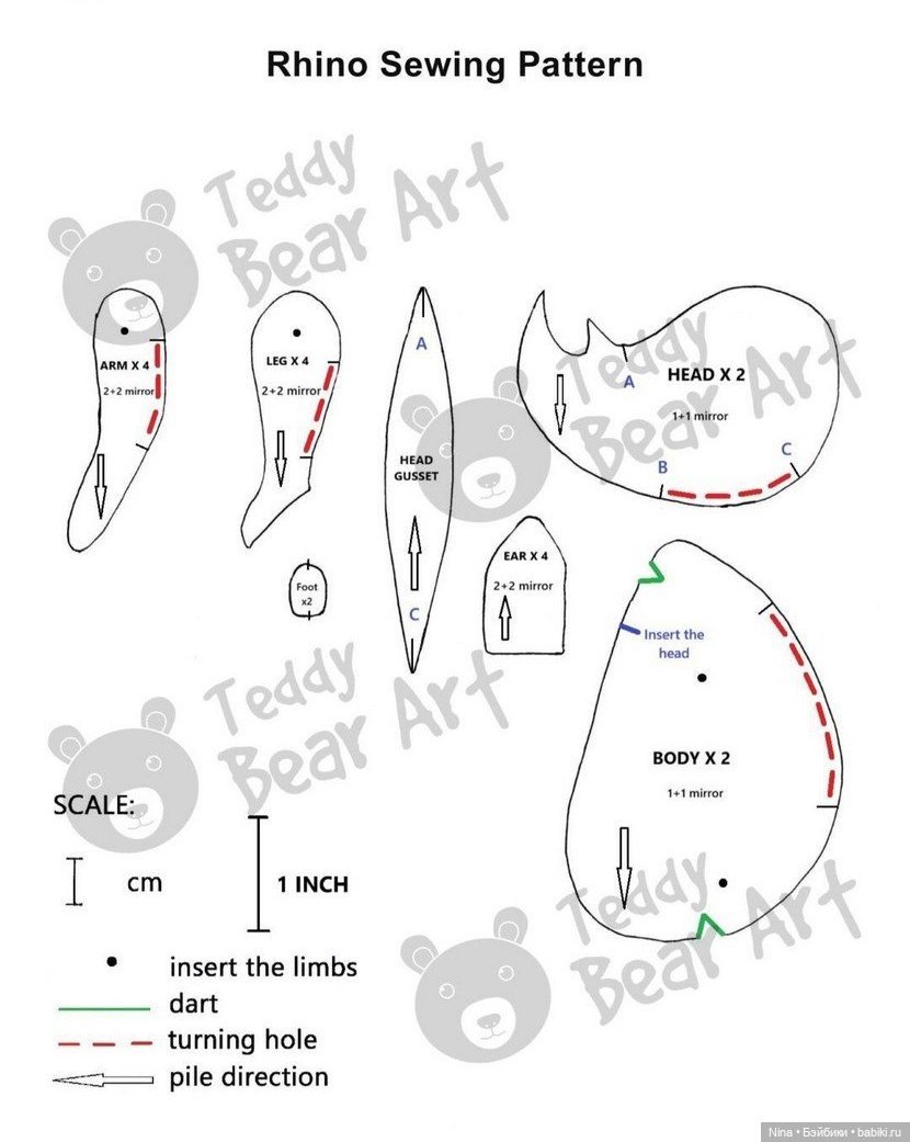 Носорог с выкройкой от Hanna Kampourogianni (фото 3)