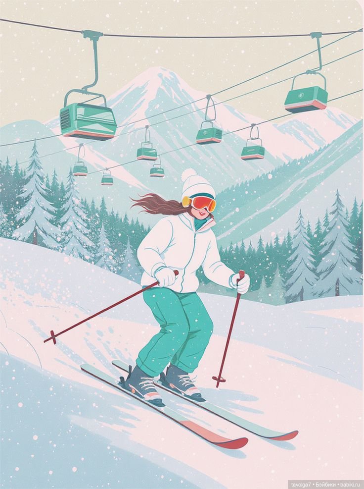 Зимние оттенки в графике и одежде для зимнего спорта