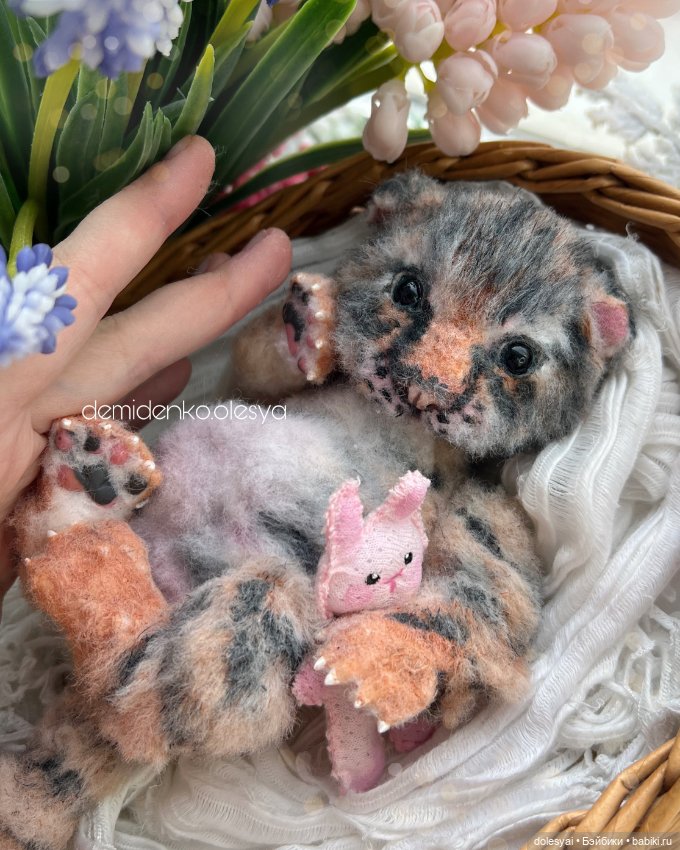 Тигрёнок Тэффи 🐯🎀 — Игрушки в смешанной технике (мех и глина): Арт (фото 3)