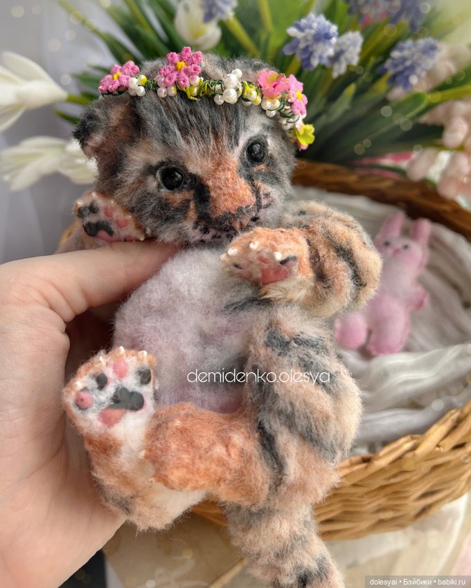 Тигрёнок Тэффи 🐯🎀 — Игрушки в смешанной технике (мех и глина): Арт (фото 2)