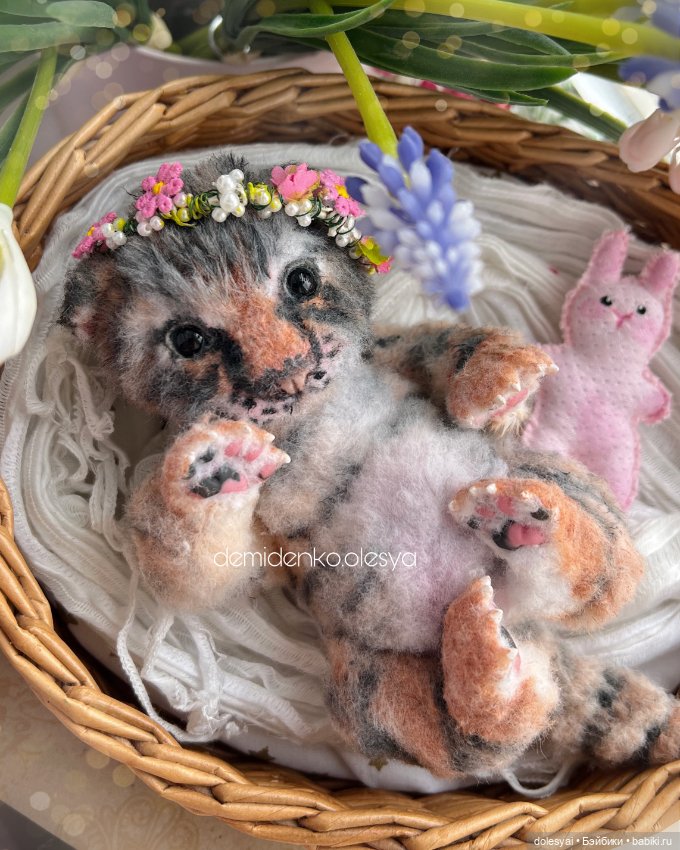Тигрёнок Тэффи 🐯🎀 — Игрушки в смешанной технике (мех и глина): Арт (фото 5)