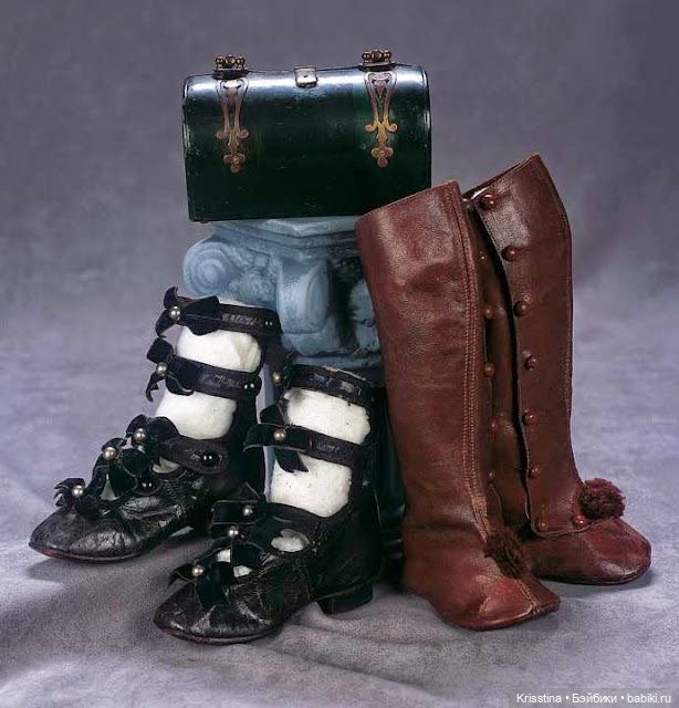 Обувь для антикварных кукол.часть вторая