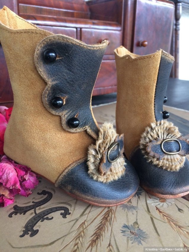 Обувь для антикварных кукол.часть вторая