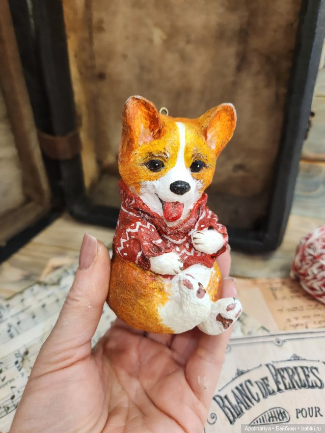 Ватная игрушка Корги — Ватные игрушки на елку: ретро