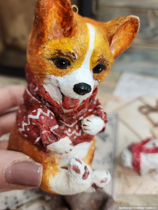 Ватная игрушка Корги — Ватные игрушки на елку: ретро