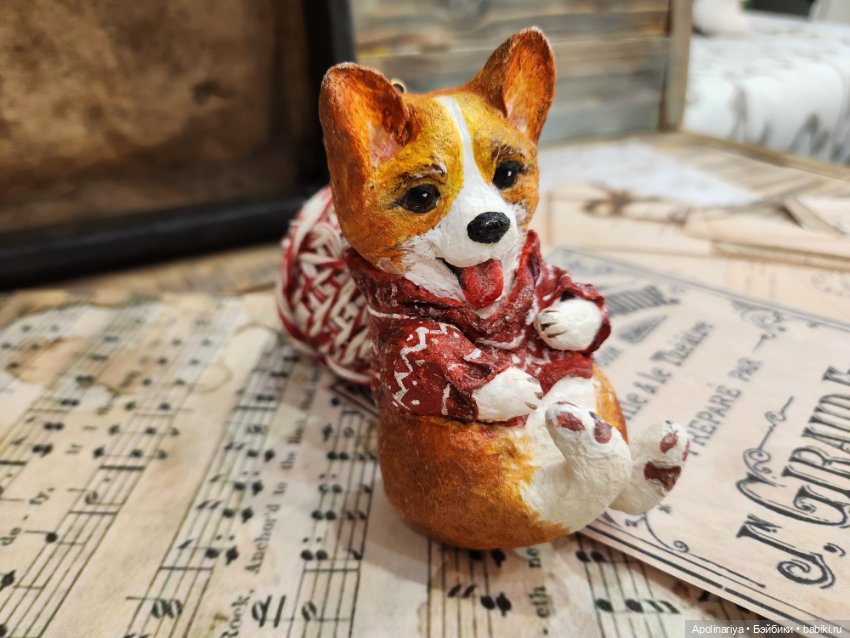 Ватная игрушка Корги — Ватные игрушки на елку: ретро