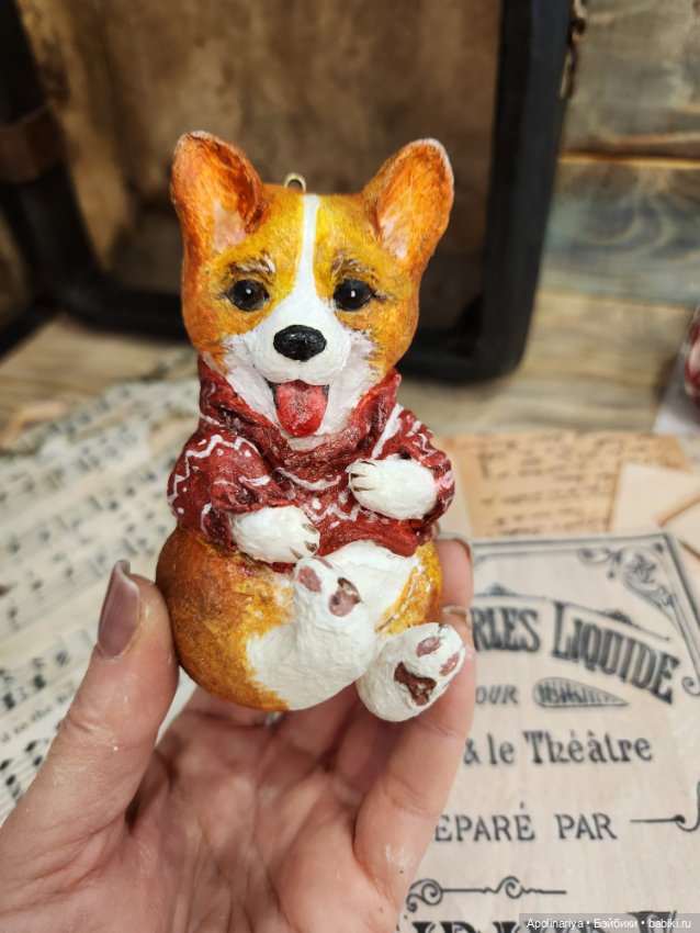 Ватная игрушка Корги — Ватные игрушки на елку: ретро (фото 3)