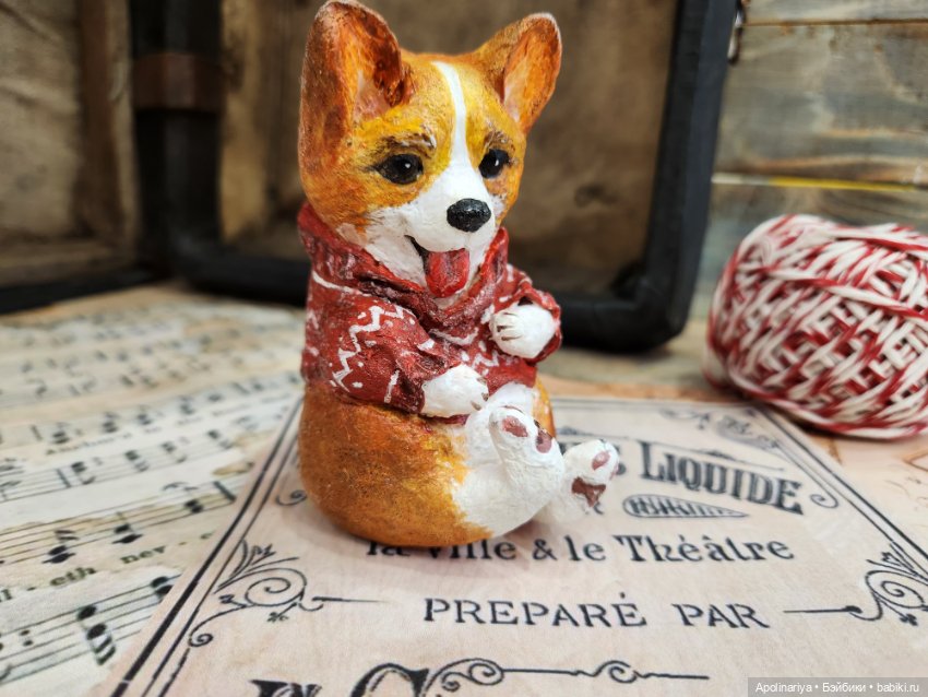 Ватная игрушка Корги — Ватные игрушки на елку: ретро