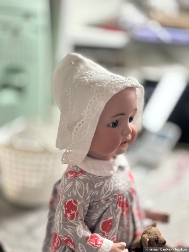 Шью чепчик на антикварную куклу 🧵