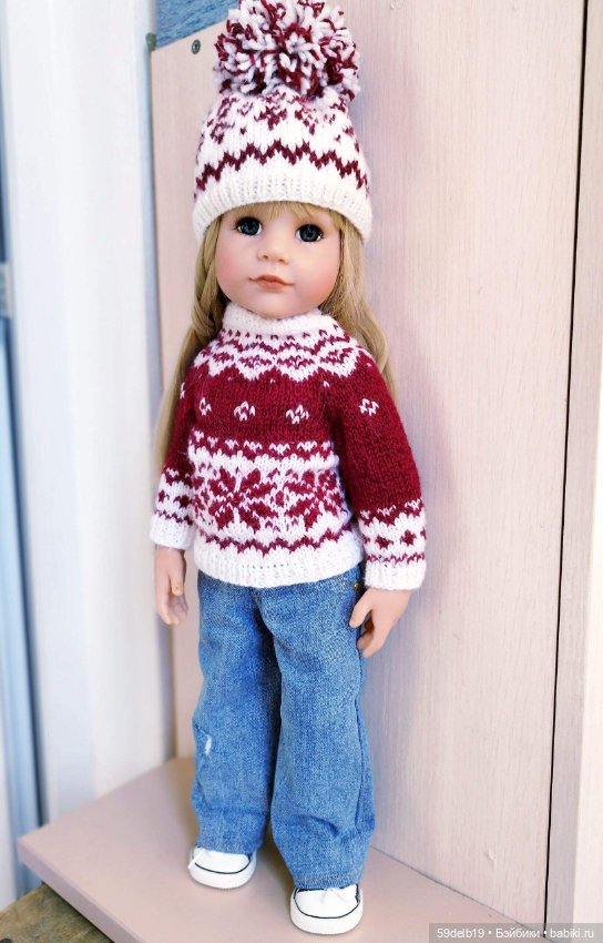 Вяжу кофту с жаккардом для ГОТЦ 50 см