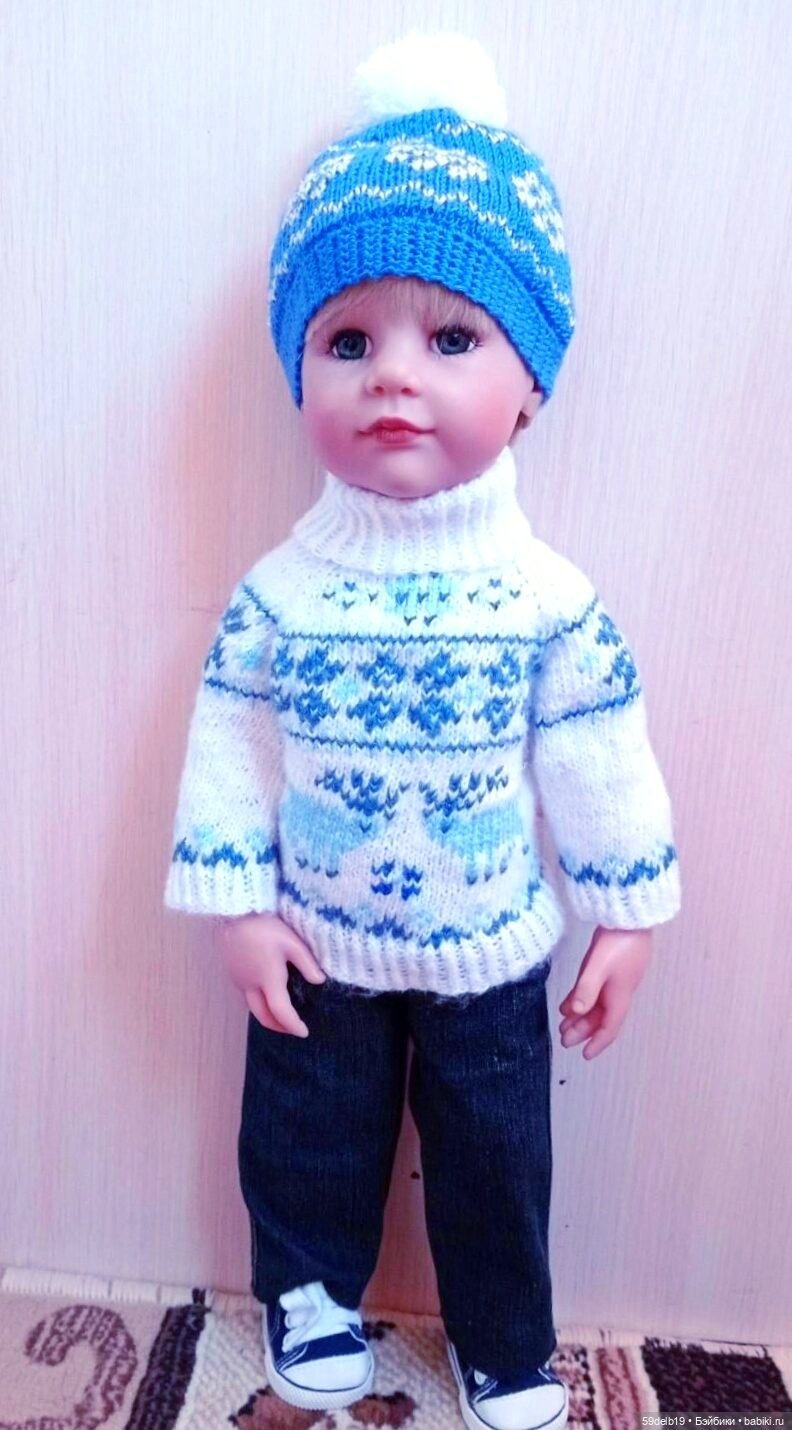 Вяжу кофту с жаккардом для ГОТЦ 50 см