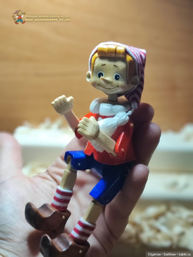 Буратино классический😊 — Авторские игрушки из дерева: резьба (фото 7)