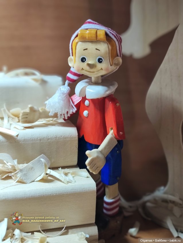 Буратино классический😊 — Авторские игрушки из дерева: резьба