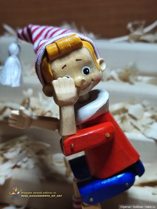 Буратино классический😊 — Авторские игрушки из дерева: резьба (фото 6)