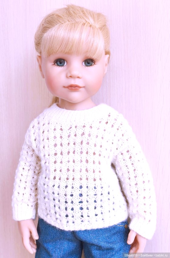 Ажурный свитер спицами для куклы готц 50 см (фото 4)