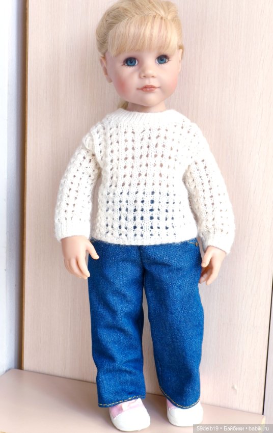 Ажурный свитер спицами для куклы готц 50 см (фото 3)