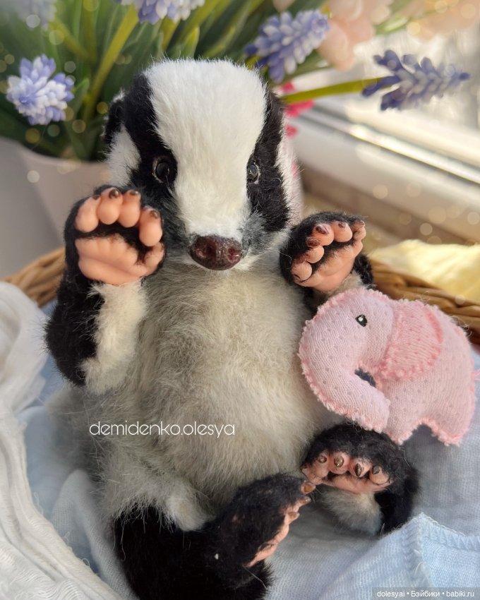 Барсук Руня 🎀🦡 — Игрушки в смешанной технике (мех и глина): Арт (фото 6)