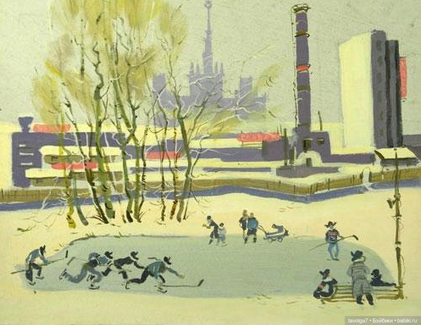 Зимние виды спорта в советской графике
