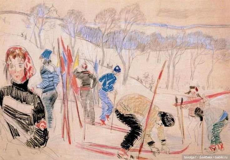 Зимние виды спорта в советской графике