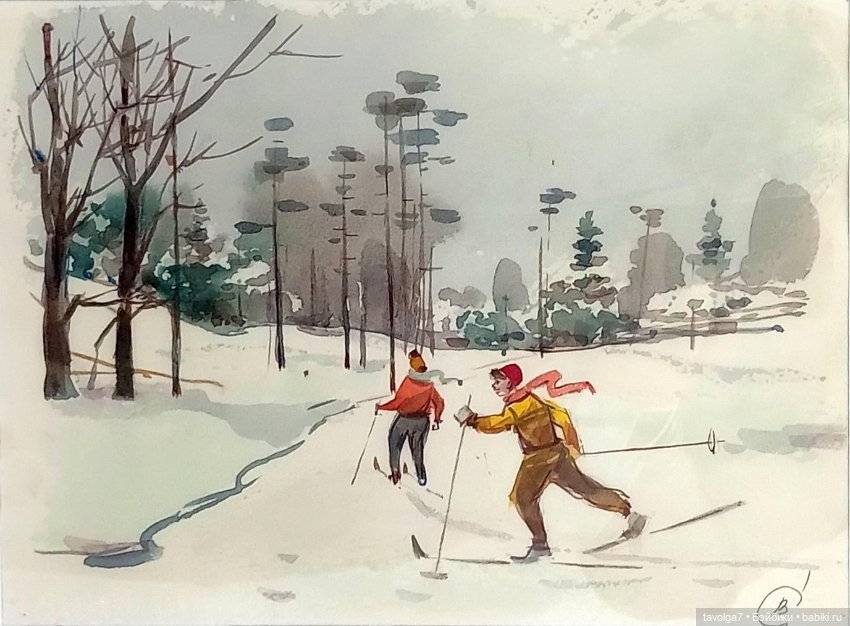 Зимние виды спорта в советской графике