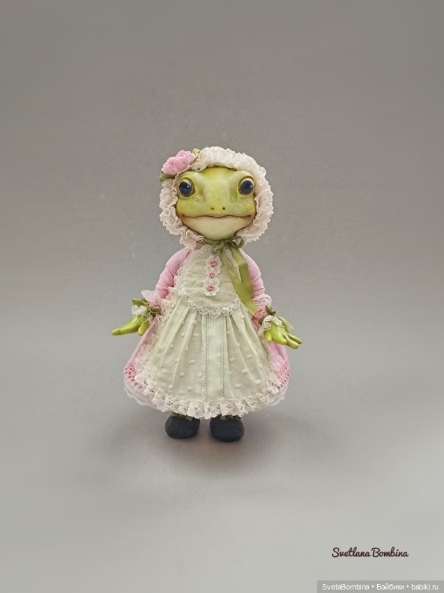 Лягушечка — Игрушки в смешанной технике (мех и глина): Арт