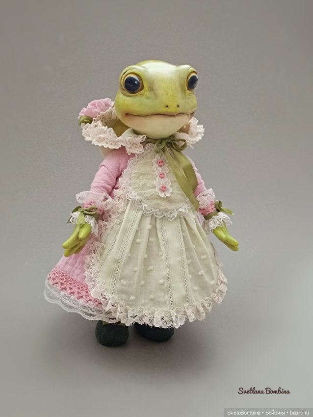 Лягушечка — Игрушки в смешанной технике (мех и глина): Арт (фото 5)